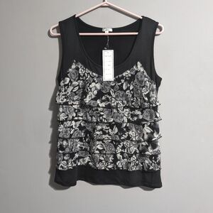 NWT Nicola black floral layered dressy tank top size M